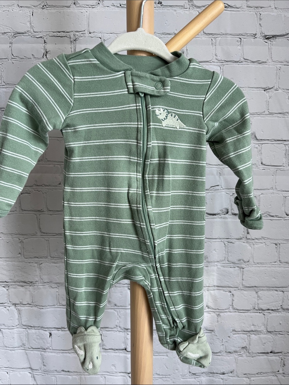 ⭐️⭐️PICK 5 / $20 Carter's Green Striped Baby One-Piece Footed Pajamas